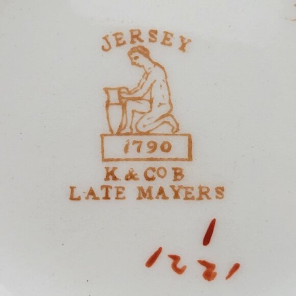 Antique Floral Porcelain Pitcher Vase | Jersey Pottery England | Gilt Handle - Picture 9 of 12